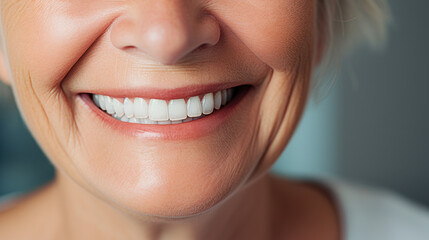 Closeup of old mature woman smile