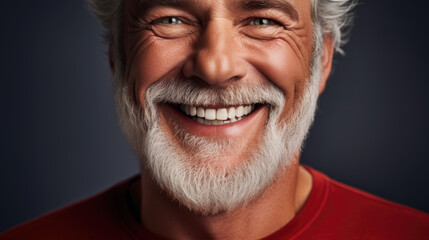 Fototapeta premium Mature man smile on gray background