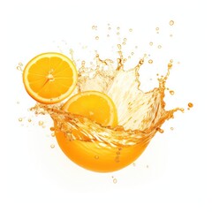 Orange juice splash isolated white background 