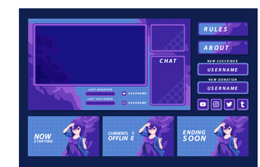 anime gaming stream panel element design