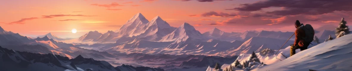 Foto auf Acrylglas Lachsfarbe Mountain top with snow