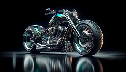 Modern futuristic motorbike concept design isolated on black background