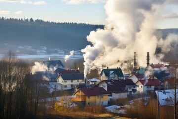 settlement of houses and industry, environmental pollution - obrazy, fototapety, plakaty