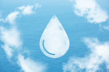 Paper cut water drop logo design template. 3D minimal water wave shapes, abstract origami ocean...