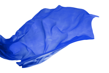 blue Fabric  isolated on white background. Falling Fabric PNG. Flying Fabric PNG. , blue glove isolated on white