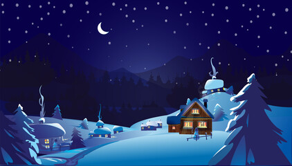 Festive Night Snow Town Christmas Celebration wallpaper