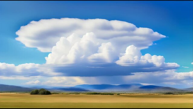 majestic cumulonimbus cloud towering over a vast grassland