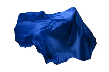 blue Fabric  isolated on white background. Falling Fabric PNG. Flying Fabric PNG. , blue satin fabric