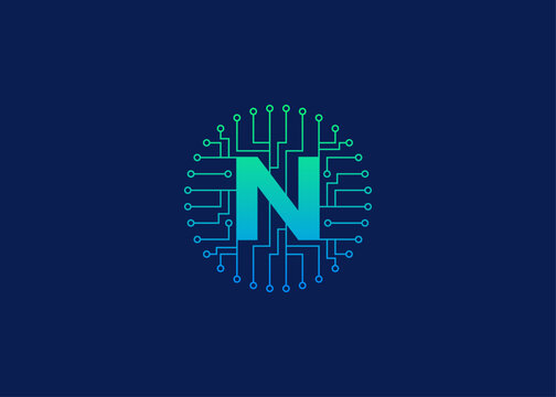N letter logo idea for tech business
