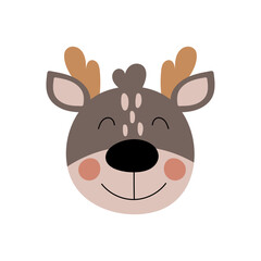 Deer. Deer avatar in flat style. Children print in Scandinavian style. Doodle.