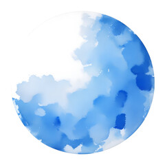 Watercolor colorful spots, hand drawn artistic Illustration for your design. Blue color, circle shape, isolated objects on white background.