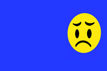 Blue Monday. Blue Monday design, the saddest day of the year. Blue color background. Yellow emoji with a sad face. January 15. 2024.