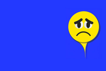 Blue Monday. Blue Monday design, the saddest day of the year. Blue color background. Yellow emoji with a sad face. January 15. 2024.