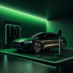 AI creates images, modern technology Charging clean electric energy batteries for use in cars