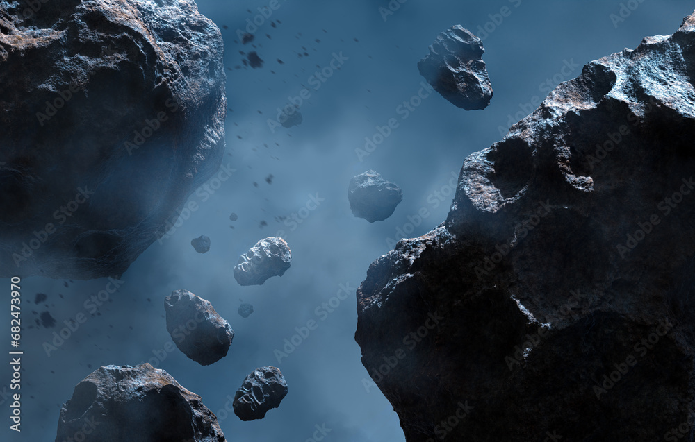 Canvas Prints asteroids in the space, 3d animation