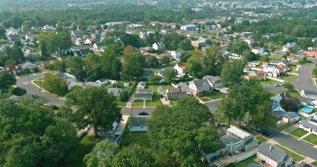 Small American town with residential houses that provide comfortable living environment in state of New Jersey