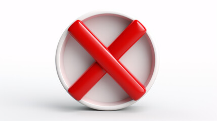Reject 3D icon with No/Deny existing on white background; Delete/Close checkbox symbol and mobile app button.