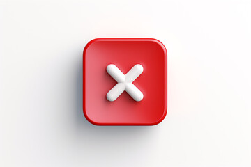 Obraz premium Reject 3d icon, close symbol, delete sign and deny icon on white background; cancel checkbox element and app button.