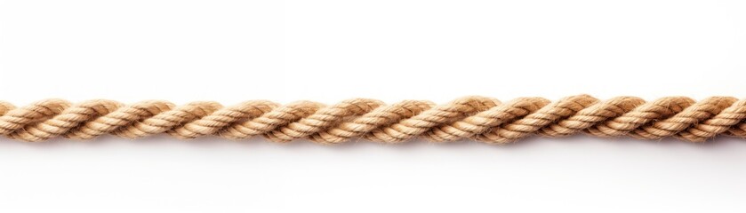 Fototapeta na wymiar rope isolated on white background. Long rope cord stretched straight