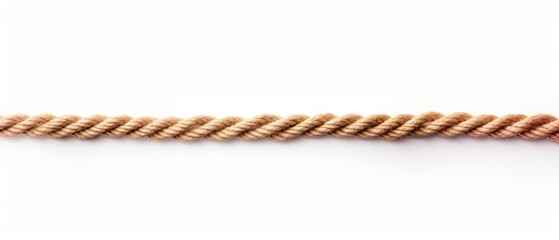 rope isolated on white background. Long rope cord stretched straight