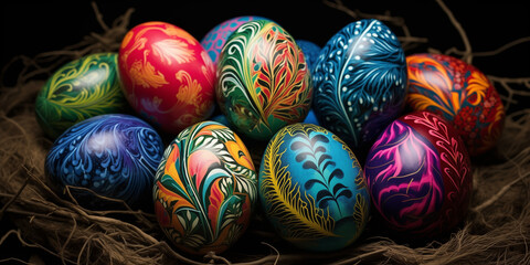 easter eggs in a basket