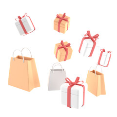 3d shopping cart package box and goods delivery car