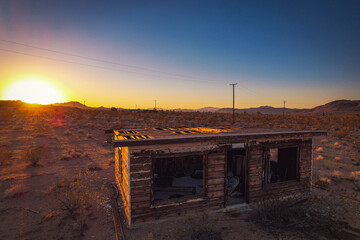 Abandoned cabin in the desert 