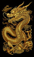 Fototapeta premium generated illustration close up of metal statue dragon