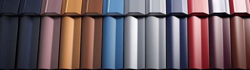 Vibrant Collection of Rectangular Roof Tiles in Various Colors and Patterns