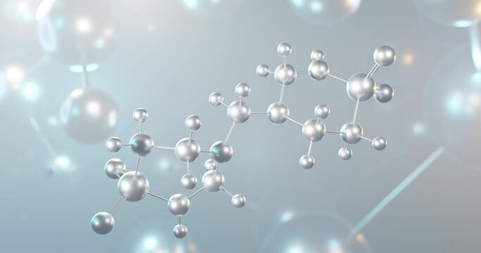 glucono delta-lactone rotating 3d molecule, molecular structure of food additive e575, seamless video