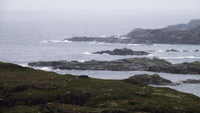 This is the Arctic. Skerries (skargard - rocky islets along a rugged coast) of north-eastern Scandinavia. The coast of the Barents Sea