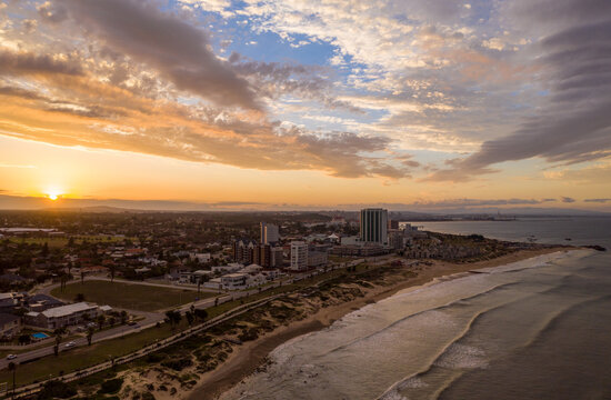 Sunrise over Port Elizabeth’s beachfront and skyline.