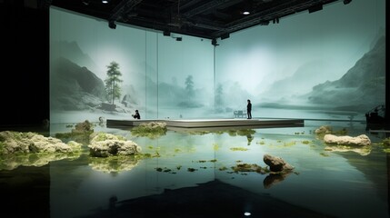 an image of an artificial lake in a cultural arts center