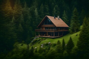 a home in forest, with lumenious view