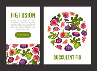Fig Fruit Banner Design with Green Leaf Vector Template