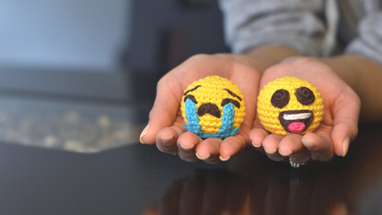 Emotional Contrast: Smiles and Sadness crochet amigurumi