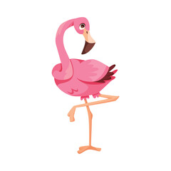 Pink Flamingo Character with Long Neck and Legs Vector Illustration