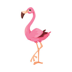 Pink Flamingo Character with Long Neck and Legs Vector Illustration