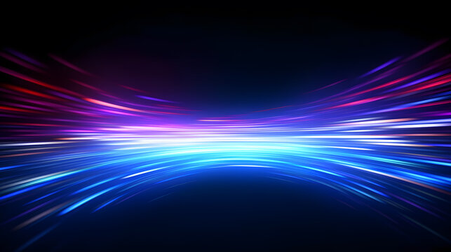 Technology concept art of colorful neon gradient lines symbolize high speed of big data streams
