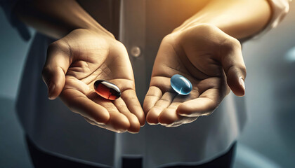 Red pill or blue pill - obrazy, fototapety, plakaty