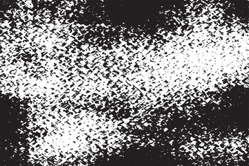 black destressed overlay grunge texture on white background, vector illustration rough black and white texture