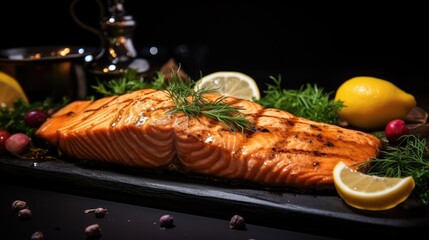 Salmon steak with rosemary