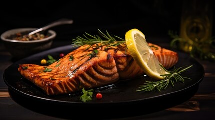 Salmon steak with rosemary