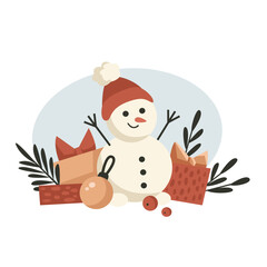 snowman with christmas gifts
