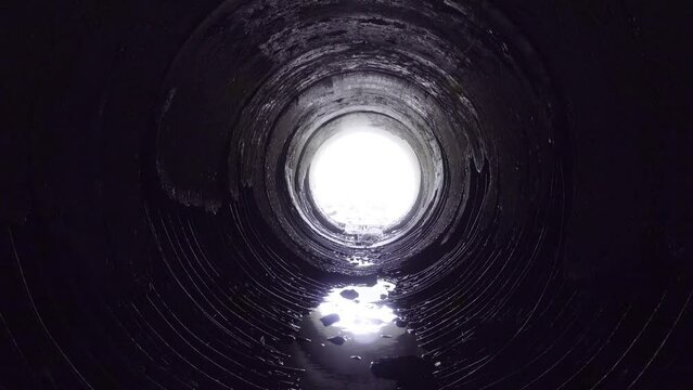 Road concrete culvert destroyed by flood