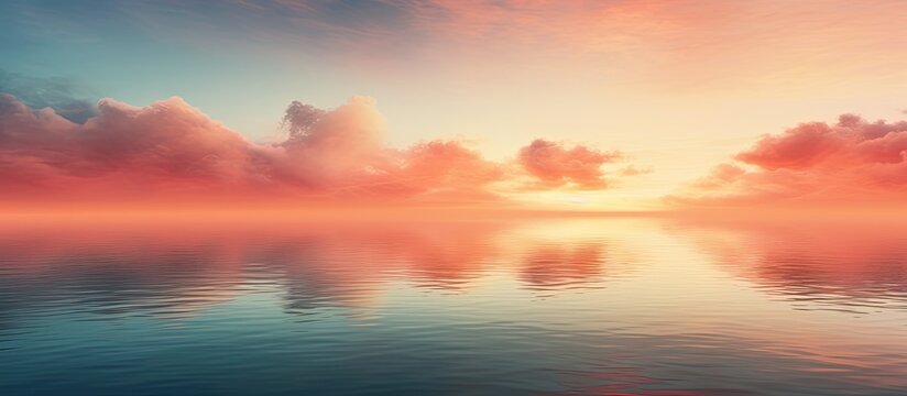 As the sun gently sinks below the horizon, the orange hues paint the sky and reflect upon the tranquil waters, creating a breathtaking landscape with beautiful clouds hovering in the evening sky. The