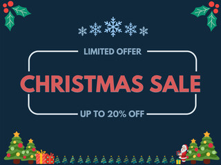 Fototapeta na wymiar Christmas Sale up to 20 percent off only Limited time, Advertising and Marketing design