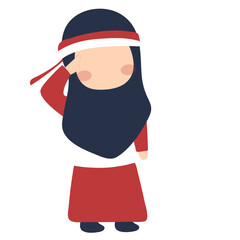 kid holding indonesian flag