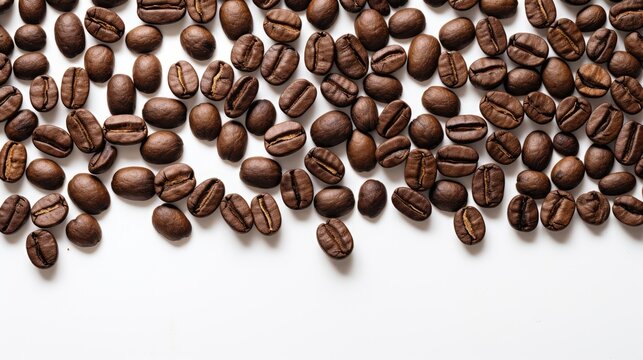 Coffee beans background, top of image