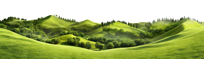 Green hills lanscape cut out - obrazy, fototapety, plakaty
